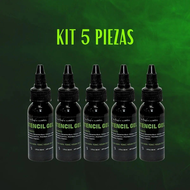 Kit Gel Hectografico Pega Stencil Para Tatuaje 5pzs Transfer