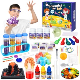 62+ Experiments Science Kits for Kids, STEM Activities Educational Scientist Toys, Lab Science Kit, Chemistry Set Gifts for Boys Girls Ages 6 7 8 9 10 11 12, Volcano Eruption, Production of Crystals