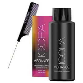VIBRANCE Schwarzkapf IGORA Vibrance Tone on Tone Coloration Demi-Permanent Hair Color Dye, Liquid Haircolor (w/ SLEEKSHOP Pin Comb) Lasts 25 Shampoo (SOFT TONER - 10-1 Cendré)