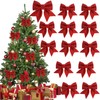 12 Pieces 5.5 Inch Mini Christmas Bows Decoration Sequin Wreaths
