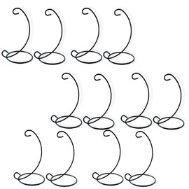 BANBERRY DESIGNS Ornament Display Stands - Set of 12 Wrought Iron Black - 7 inches tall - Christmas Ornament Glass Globe Terrarium Holder