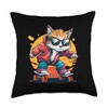 Pretty Cat with Inline Skates Shoes Costume Throw Pillow