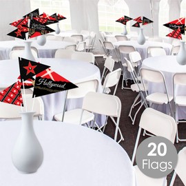 Big Dot of Happiness Red Carpet Hollywood - Triangle Movie Night Party Photo Props - Pennant Flag Centerpieces - Set of 20