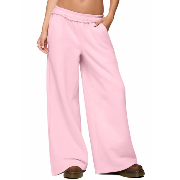 HeSaYep Womens Fleece Lined Sweatpants Wide Leg Baggy Thermal Lounge