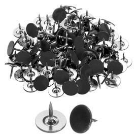 sourcing map 100Pcs Upholstery Tacks, 11mmx10mm Flat Head Thumb Tack Decorative Furniture Nails Push Pins for Furniture Sofa Headboards, Black