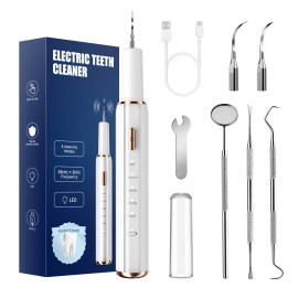 CURVY MOON Portable Electric Ultrasonic Dental Scaler Tooth Calculus Tool Sonic Remover Stains Tartar Plaque Whitening Oral Cleaner Machinecolor: white