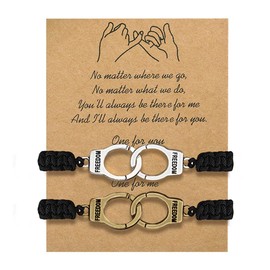 Kysin Chiys BFF Charm Friendship Adjustable Bracelets for Partner in Crime Handcuff BFF Gifts Best Friend Birthday Gifts for Women Men - Gold & Silver