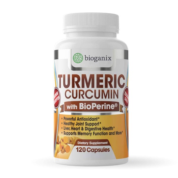 #1 Best Turmeric Curcumin Extract Supplement with BioPerine 1000mg (120 Capsules) Best Anti-Inflammatory Pills to Relieve Pain (Supreme Ground Root Powder Has Super Health Benefits & No Side Effects) by BioGanix