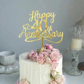 Sleyberoy - Decoraciones para tartas con purpurina para 65 aniversario, decoraciones para fiestas de aniversario de boda, 65 aniversario de boda, fiesta de aniversario de empresa, decoraciones para