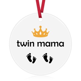 Twin Mama Gift Twin Mom Gifts Christmas Ornament Mom Of Twins Gift Mommy To Be Gift Ceramic Ornament Mom of Twins Gifts Baby Shower for Twin Mom Pregnancy Gifts for New Mom
