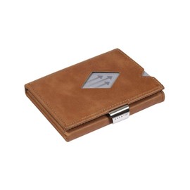 EXENTRI Multiwallet Leather Tri-Fold Wallet - RFID Protection with Stainless Steel Closure Clip
