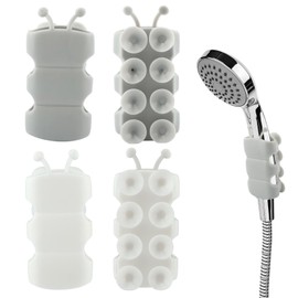 4pcs Silicone Shower Head Holder, Universal Relocatable Shower Head Suction Cup Holder, No-Drilling Fixed Seat Shower Holder Wall Mount Adjustable Shower Head Bracket for Bathroom