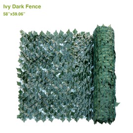 FLORALEAF Artificial Faux Ivy Privacy Fence Screen Hedges Trellis Leaves Panels Vine Decoration Natural Looking for Outdoor Decor, Garden, Yard, Dark Green Ivy Leaf 58"x59"