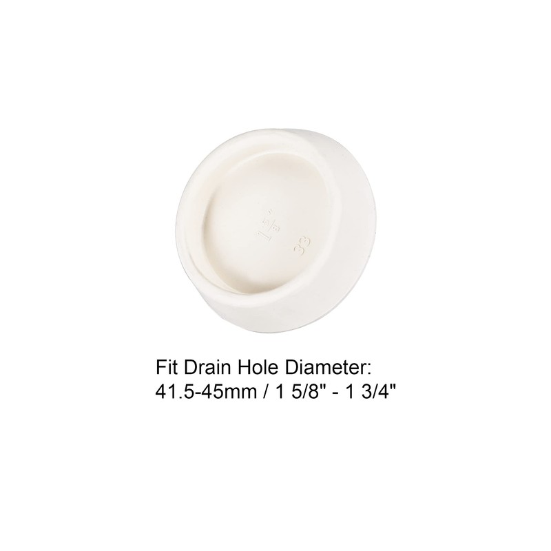 sourcing map Rubber Sink Plug, White Drain Stopper Fit 1-5/8"