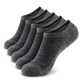 MONFOOT Women's and Men's 5 Pairs Cushion No Show Non slip Black Socks Medium, multipack