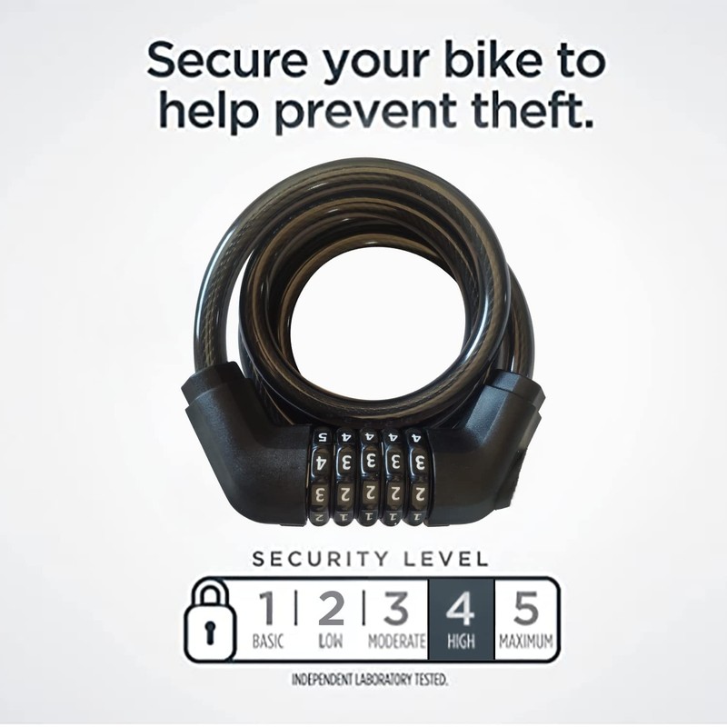 GOLDPOOL Bicycle Lock for Kids Combination Code Cable Lock Colorful
