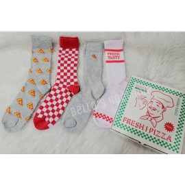 Urban Eccentric 4 PAIRS URBAN ECCENTRIC 4 TOPPINGS MEN'S CREW SOCKS PIZZA MEN'S GIFT SET. 7-11