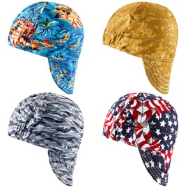 Hercicy 4 Pcs Welding Cap Flame Resistant Cotton Welding Hat for Men Women's Welders Caps Sweat Absorption Mesh Hat for Welder Electrician Gas Station, Matched with Most Welding Helmet