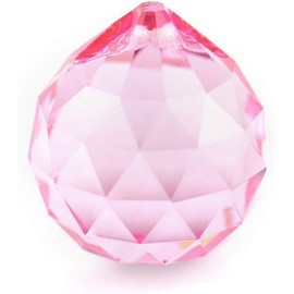 Crystal Ball Prisms Pendant Feng Shui Suncatcher Decorating Hanging Faceted Prism Balls (12Pcs 30mm, Pink)