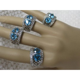 Victoria Wieck 4.72ct Swiss Blue Topaz & White Topaz Sterling Silver Ring - 8