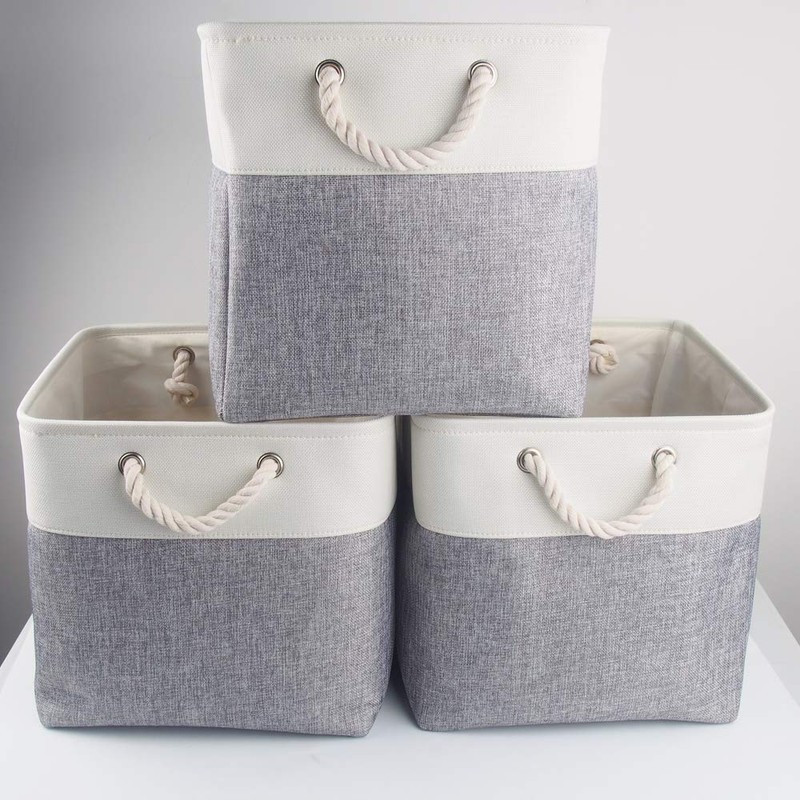 Mangata Fabric Storage Basket, Canvas Cube Storage Boxes 25x25x25cm for