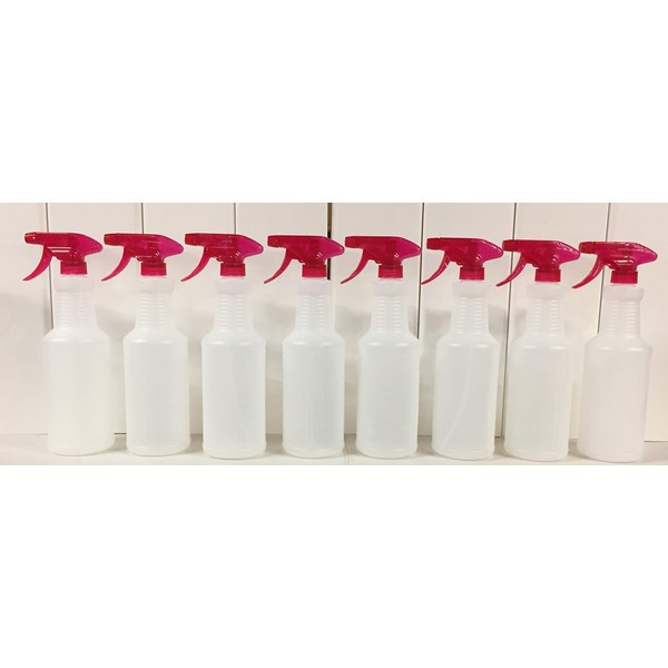 Value 8 Pack 28 Oz Premium Transparent Spray Bottle with Measurements for Household & Commercial Use