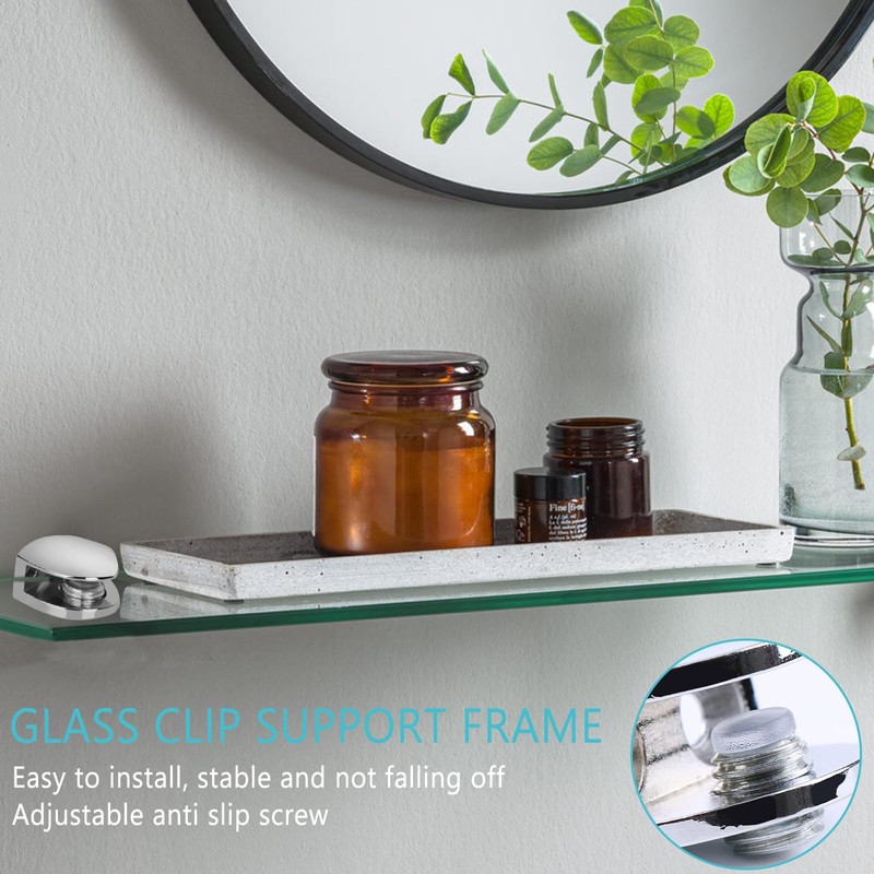 4-Pack Heavy Duty Chrome Glass Shelf Brackets - Wall Mounting