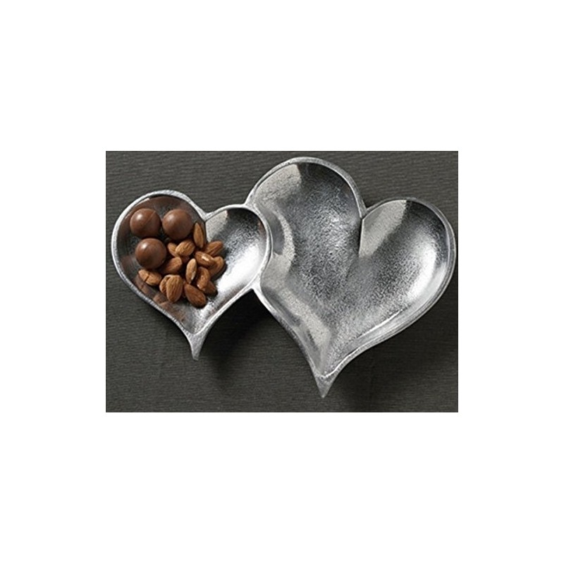 Dos corazones entrelazada Bandeja para servir con textura Aluminio 30,5