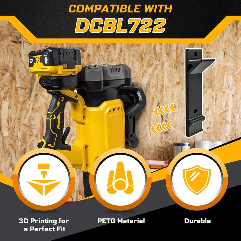 Wall Mount Holder for Dewalt Leaf Blower(DCBL722), Wall Bracket Compatible
