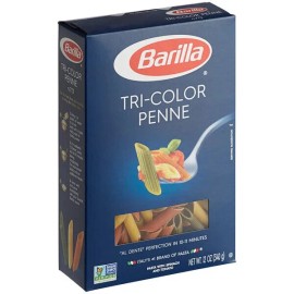 Barilla 12 oz. Tri-Color Penne Rigate Pasta (select quantity below) - 16/Case 12 oz. Tri-Color Penne Rigate