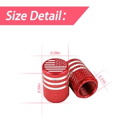 American Flag Tire Valve Stem Caps, 8 Pcs Anti-Theft Premium Metal Rubber Seal Tire Valve Caps, Universal Fit for Cars, SUVs, Bike and Bicycle, Trucks, Motorcycles (Red)