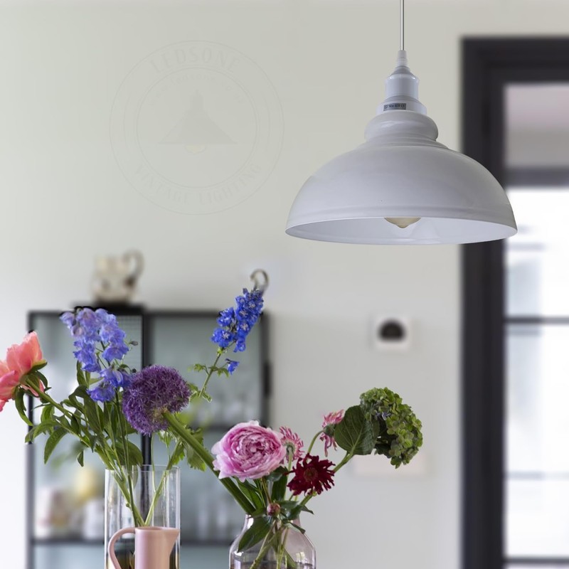 LEDSone White Metal Ceiling Lamp Shade Easy Fit Light Pendant