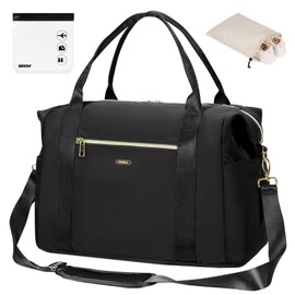 Hand Luggage Bag with 20 x 20 cm Toiletry Bag Transparent and Shoes Bag, Aeroplane Travel Bag, Weekender Bag WANDF, black 20l