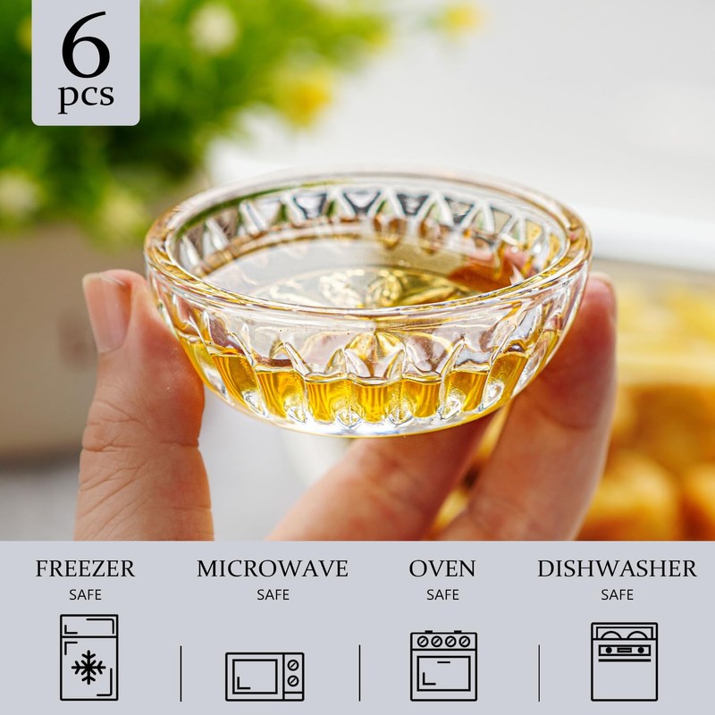 kanpura Mini Glass Bowls, Round Prep Bowl, Dishwasher Safe, Pinch