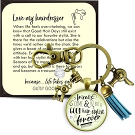 Hair Stylist Keychain Friends Come Go Hair Stylist Forever Beautician Glam Quote Jewelry Tassel
