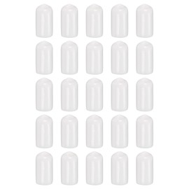 HARFINGTON 100pcs Round Rubber End Caps 8mm ID Bolt Covers Caps Vinyl Rubber Flexible Screw Thread Protectors for Metal Tube Rod Bolts, White