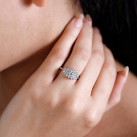 TJC Moissanite Boat Ring In 18ct Yellow Gold Plated 925 Sterling Silver for Women Size U Prong Setting