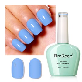 Firedeep Baby Blue Gel Nail Polish, 0.54 Fl Oz Large Bottle Light Blue Color UV/LED Soak Off Gel Polish for Autumn and Winter 1Pcs