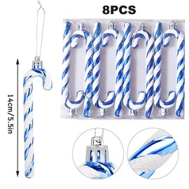 14 cm Glitter Christmas Tree Decoration Blue Candy Cane Pendants Pack of 8 Christmas Tree Decorations Candy Cane Christmas Decoration Christmas Tree Decoration Christmas
