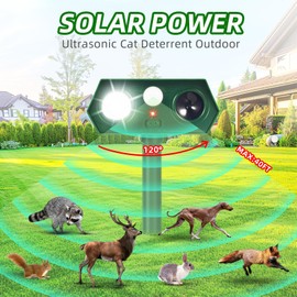 4 Pack Solar Animal Repellent Ultrasonic Cat Deterrent Outdoor Deer Repellent Devices with Motion Sensor Animal Repeller to Raccoon Squirrel Rabbit Dog Skunk with lP66 Waterproof for Yard Lawn