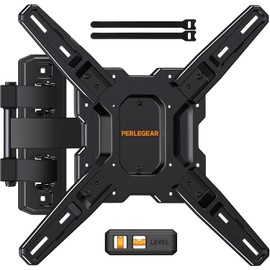 Perlegear Full Motion TV Mount for Most 26–65 inch Flat or Curved TVs up to 82 lbs, Wall Mount TV Bracket with Articulating Arms, Tool-Free Tilt, Swivel, Extension, Max VESA 400x400mm, PGMF3
