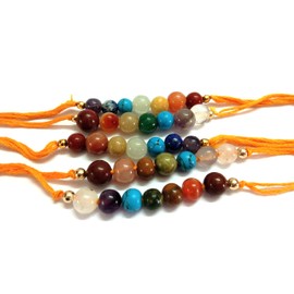 Jet International New Chakra Beads Bracelet Rakhi Gemstones Chakra Balancing Friendship Love Gift Free Booklet Crystal Therapy Image is just a Reference. (5)