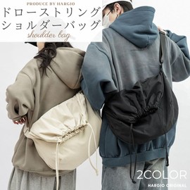 Harzio Drawstring Bag, Men's, Women's, Unisex, Shoulder Bag, Drawstring Shoulder Bag, Large Capacity, Nylon, Cross-body, Sports, Outdoors, Travel, Fashionable, Backpack, Lightweight, Simple, Plain, Popular (Black)