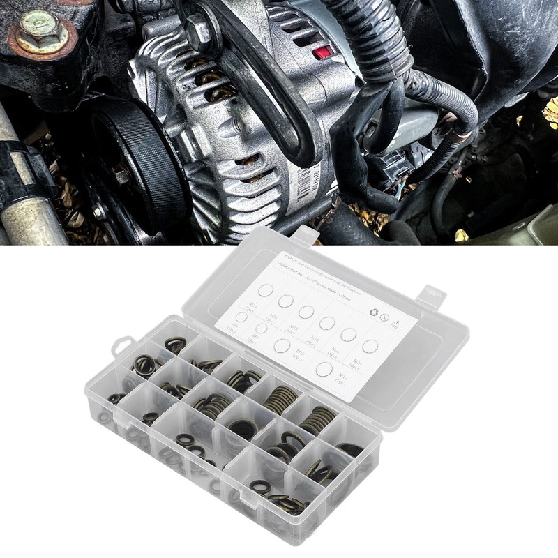 170PCS Set Drain Plug Gasket 10 Sizes Rubber and Metal