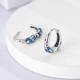 Hapour Steriling Silver Hoop Earrings for Women Twisted Huggie Hoops Earrings Chunky Light Weight Cartilage Earring Jcaket Cubic Zirconia Earings