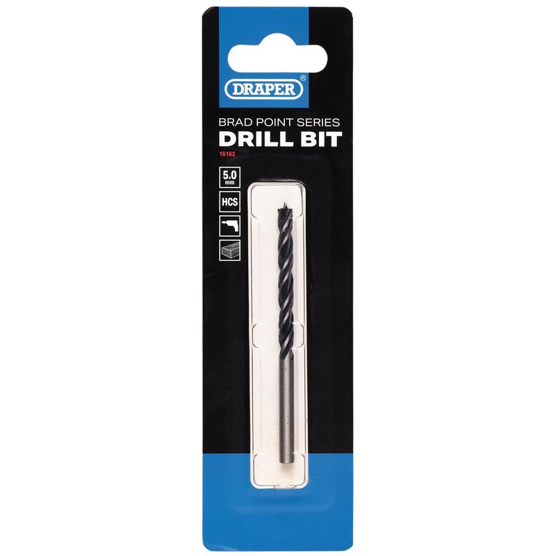 Draper Brad Point Drill Bit, 5.0mm x 86mm - 16162