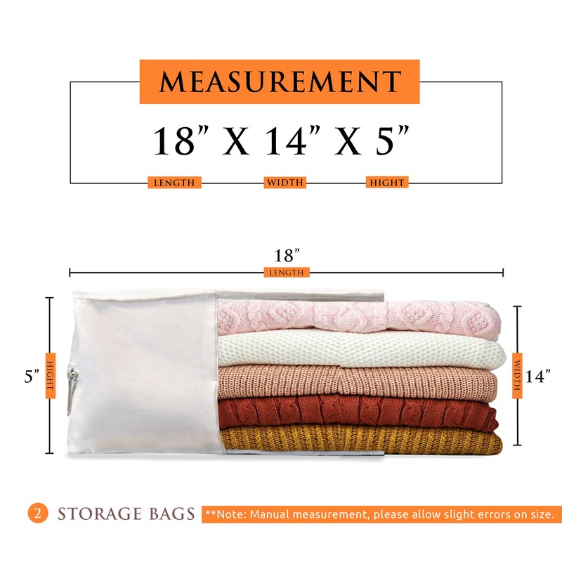 Velvessa Cashmere Sweater Storage Bags | PACK OF 2 |Breathable