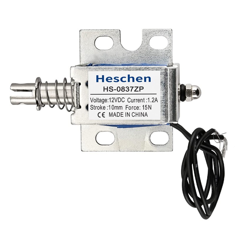 Hechen Solenoid Electromagnet, HS-0837ZP, DC12V, 15N, 10mm Stroke, Push Pull