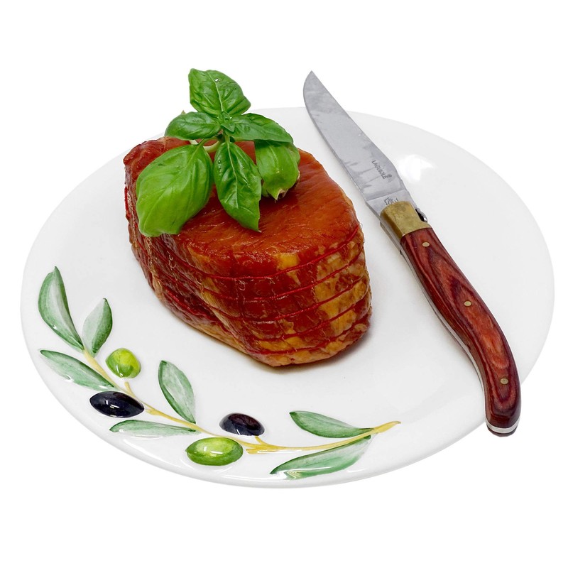 Lashuma Handmade Round Italian Ceramic Breakfast Plate Olive Design Dinner