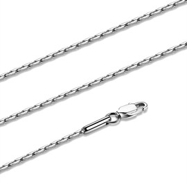 FOSIR Women's Necklace Unique Venetian Chain Stainless Steel Necklace Silver Chains 2 mm Wide, Stainless Steel